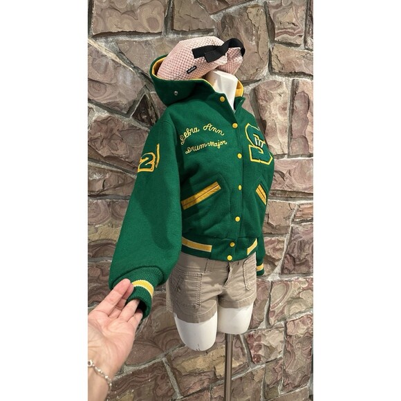 Vintage Authentic SHS South High Letterman Jacket Small Green Gold EUC Women’s - Picture 2 of 16